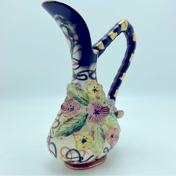 Rare Vintage H. Bequet Capodimonte Pitcher Vase Quaregnon Belgium Porcelain - Picture 6 of 8